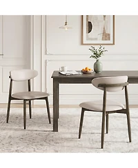 Gymax Wooden Dining Chairs Set of 2 Upholstered Kitchen with Curved Backrest