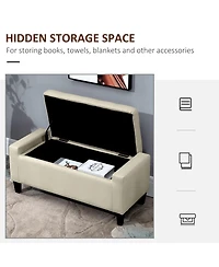 Slickblue Storage Ottoman Bench with High Density Foam and Linen Look Fabric