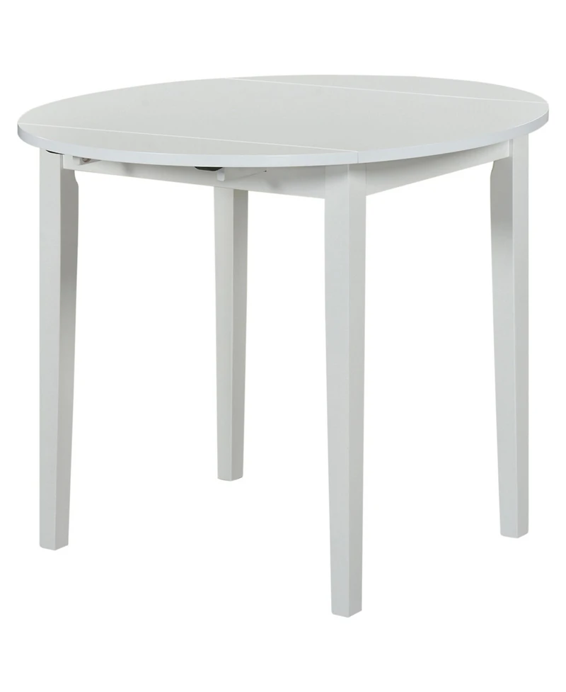 Flynama 3-Piece Round Drop Leaf Dining Set, Plywood Table and 2 Taupe Ladder Back Chairs
