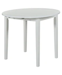 Flynama 3-Piece Round Drop Leaf Dining Set, Plywood Table and 2 Taupe Ladder Back Chairs