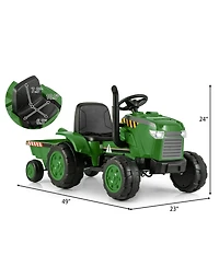Mecale Ride-On Tractor 12V with Remote Control and Detachable Trailer, Ages 3-8