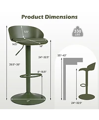 Gymax Set of 4 Adjustable Swivel Bar Stools Back and Footrest Loads 330 Lbs Each