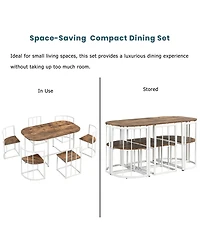 Flynama 7-Piece Dining Set, Faux Marble Table and 6 Chairs