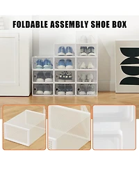 gaomon x-Large Clear Plastic Storage Boxes - 12 Pack Stackable Shoe Organizers with Durable Lids for Sneakers, Toys, Closet and Under Bed Storage