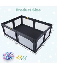 Costway Large Portable Baby Playpen with 50 Ocean Balls
