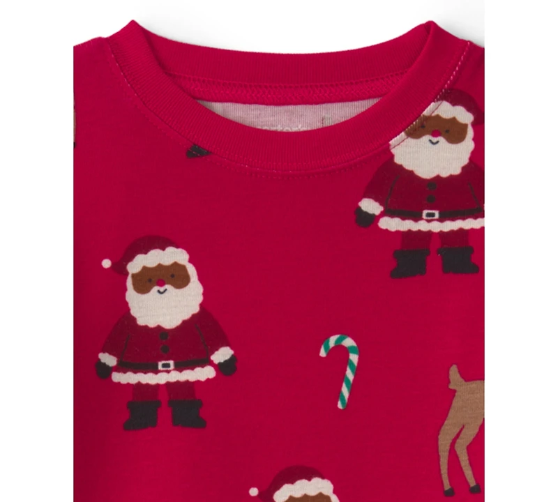 Carter's Toddler Girls' 2T-5T Santa Christmas Long-Sleeve Snug-Fit Top and Pants, 2-Piece Pajama Set