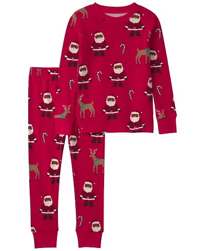 Carter's Toddler Girls' 2T-5T Santa Christmas Long-Sleeve Snug-Fit Top and Pants, 2-Piece Pajama Set