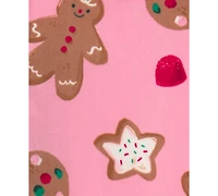 Carter's Toddler Girls' 2T-5T Gingerbread-Print Snug-Fit Top and Pants, 2-Piece Pajama Set