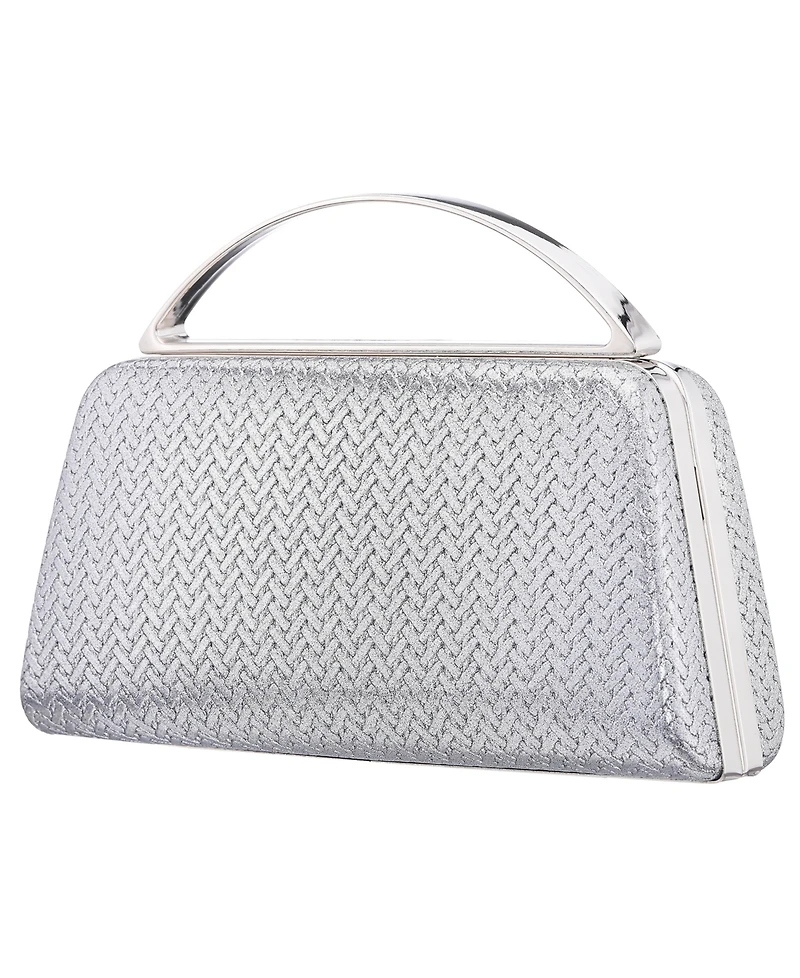 Nina Genesis Metallic Woven Small Handle Clutch Handbag