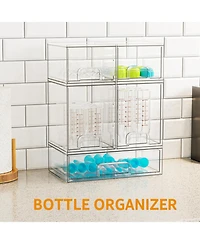 SpaceAid Baby Bottle Storage, 5 Pack Stackable Clear Drawer Unit with 2 Small, 2 Medium and 1 Large Bin for Countertop, Cabinet, Vanity and Bathroom