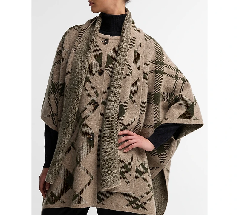 Barbour Women's Vienna Tartan Knitted V-Neck Wool-Blend Cape