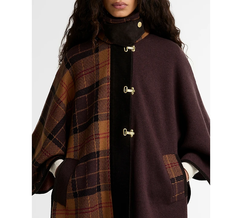 Barbour Women's Elva Tartan Wool-Blend Knitted Cape