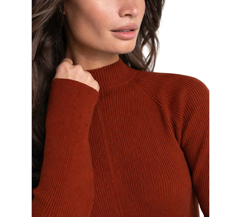 Liverpool Los Angeles Women's Long-Sleeve Turtleneck Mixed-Ribbed Sweater