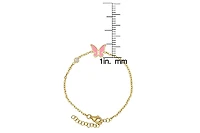 Lily Nily Girls Enamel Butterfly and Cubic Zirconia Bezel Station Chain Link Bracelet in 14K