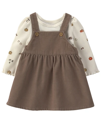 Little Planet by Carter's Baby Girls' Long-Sleeve Corduroy Top and Jumper Dress, 2-Piece Set