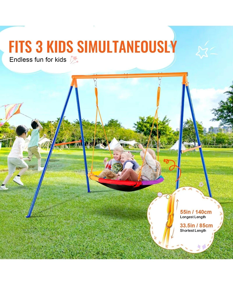 Mecale Backyard Swing Set, 40" Saucer with Heavy-Duty A-Frame Metal Stand & Adjustable Rope, 440 Lb. Capacity, Ages 3+