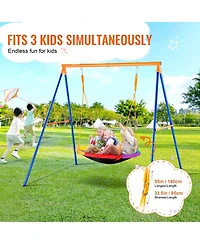 Mecale Backyard Swing Set, 40" Saucer with Heavy-Duty A-Frame Metal Stand & Adjustable Rope, 440 Lb. Capacity, Ages 3+