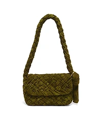 Pre-Owned Bottega Veneta Kalimero Citta Medium Intreccio Suede Shoulder Bag
