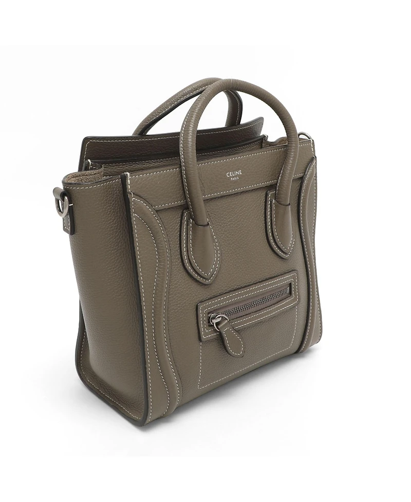 Pre-Owned Celine Women's Nano Luggage Tote in Taupe Grained Leather
