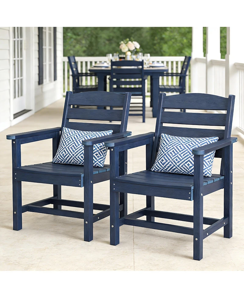 Hips All-Weather Outdoor Patio Dining Chair, Garden Backyard Armchair with Supportive Curved Backrest