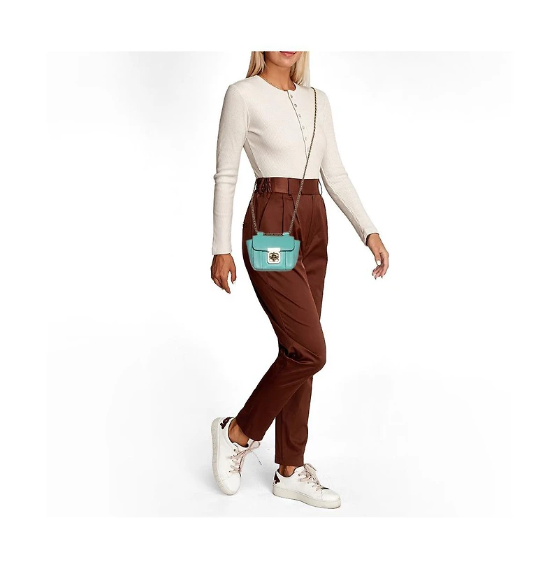 Pre-Owned Chloe Women's Elsie Mini Turquoise Leather Crossbody Bag