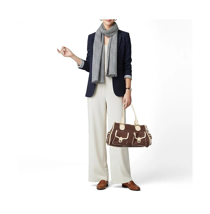 Pre-Owned Celine Women's Macadam Canvas and Leather Side Pocket Satchel