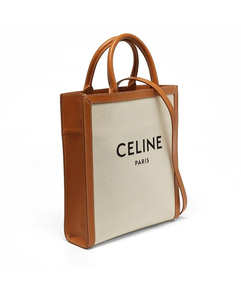 Pre-Owned Celine Women's Vertical Cabas Tote in Canvas with Leather Trim