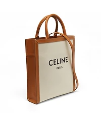 Pre-Owned Celine Women's Vertical Cabas Tote in Canvas with Leather Trim