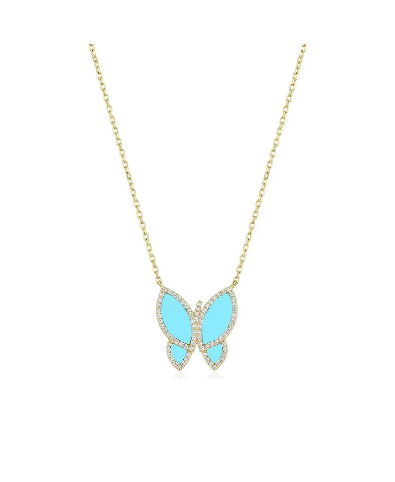 The Lovery Large Cz Halo Butterfly Necklace 14K Gold-Plated Sterling Silver