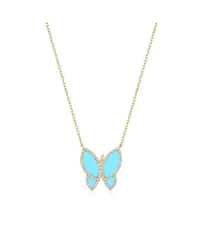 The Lovery Large Cz Halo Butterfly Necklace 14K Gold-Plated Sterling Silver