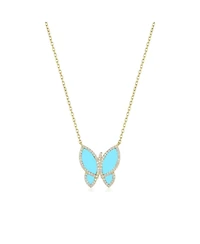 The Lovery Large Cz Halo Butterfly Necklace 14K Gold-Plated Sterling Silver