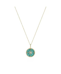 The Lovery Marbled Turquoise Compass Necklace 14K Gold-Plated Sterling Silver