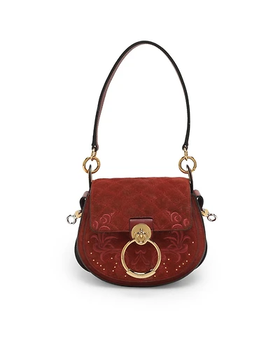 Pre-Owned Chloe Women's Tess Embroidered Suede and Leather Small Shoulder Bag