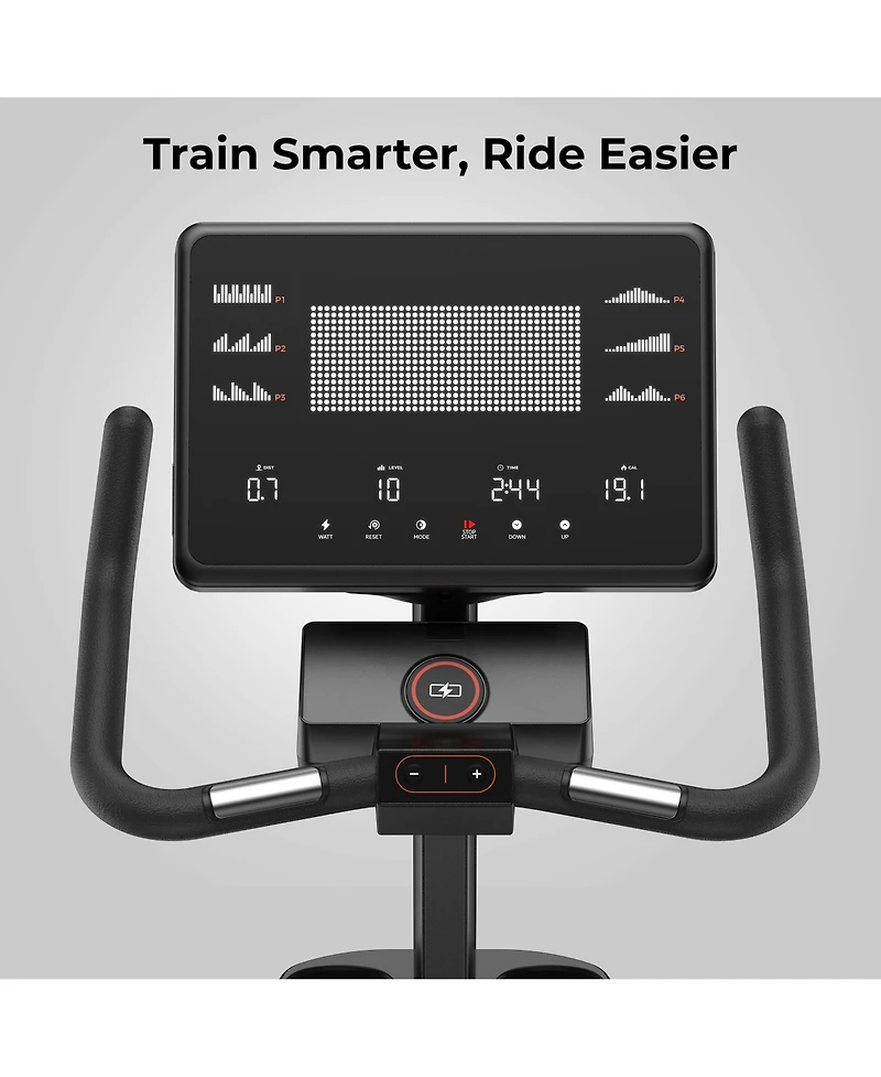 Fed Fitness Upright Exercise Bike, Air Lift Adjustable Seat, Led Display, Electromagnetic Stationary Bike