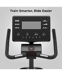 Fed Fitness Upright Exercise Bike, Air Lift Adjustable Seat, Led Display, Electromagnetic Stationary Bike