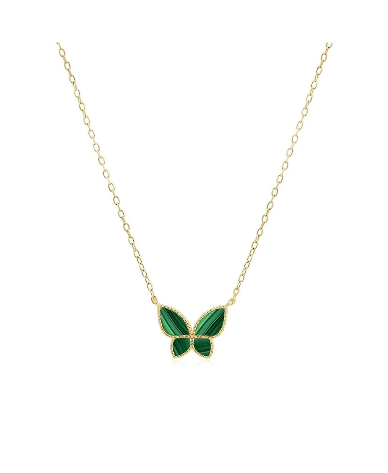 The Lovery Malachite Butterfly Necklace 14K Gold-Plated Sterling Silver