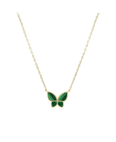 The Lovery Malachite Butterfly Necklace 14K Gold-Plated Sterling Silver