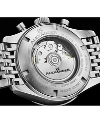Alexander Men's Megalos Silver-tone Stainless Steel , Black Dial , 51mm Round Watch