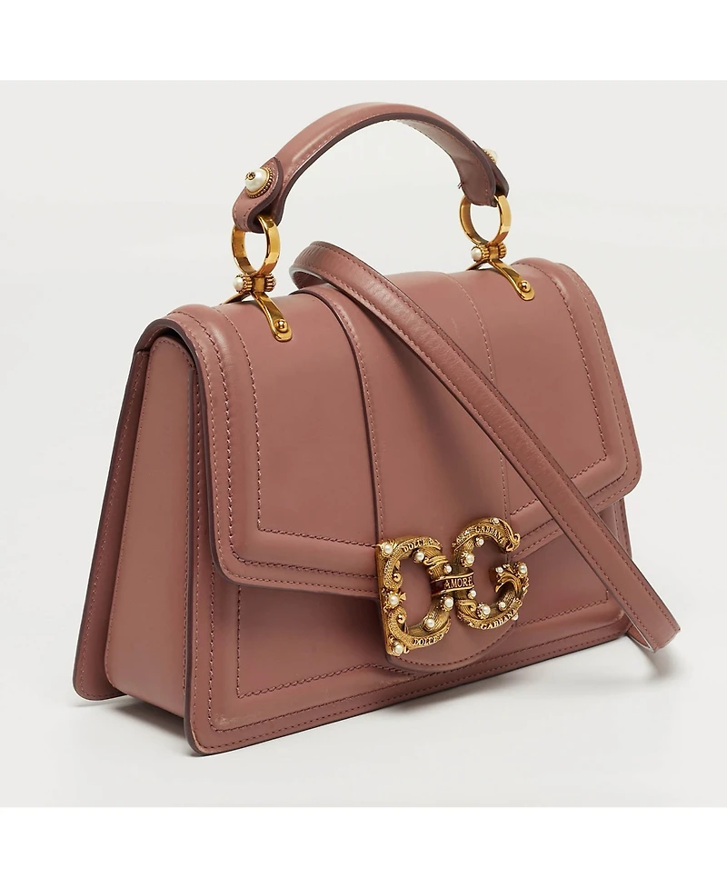 Pre-Owned Dolce & Gabbana Dolce Women's Dg Amore Leather Top Handle Satchel