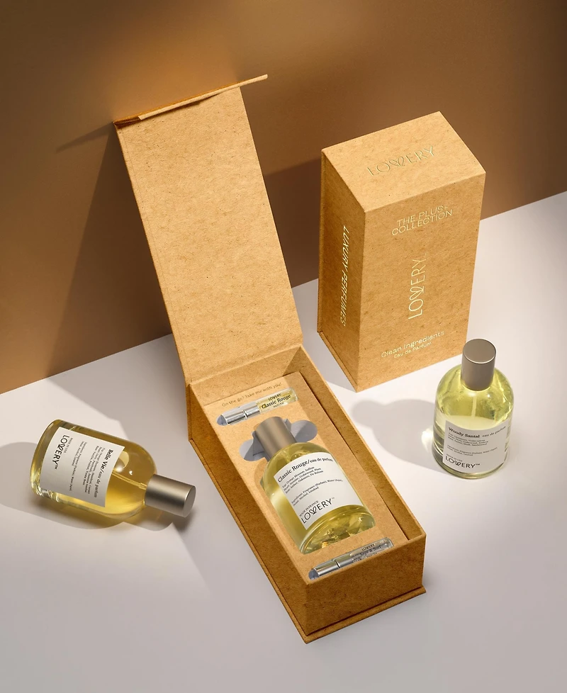 LoveryPlus Classic Rouge Perfume Set - 3.4fl oz Womens Fragrance Gift Set with Mini Perfume Travel Spray