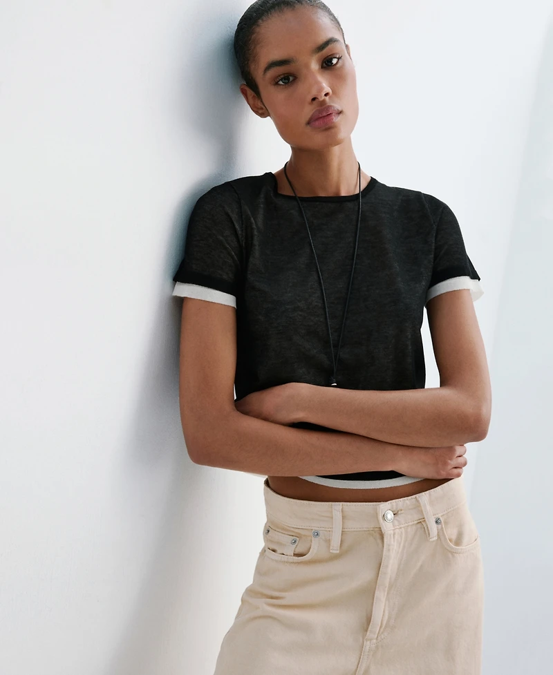 Mango Women's Short-Sleeve Crewneck Pullover