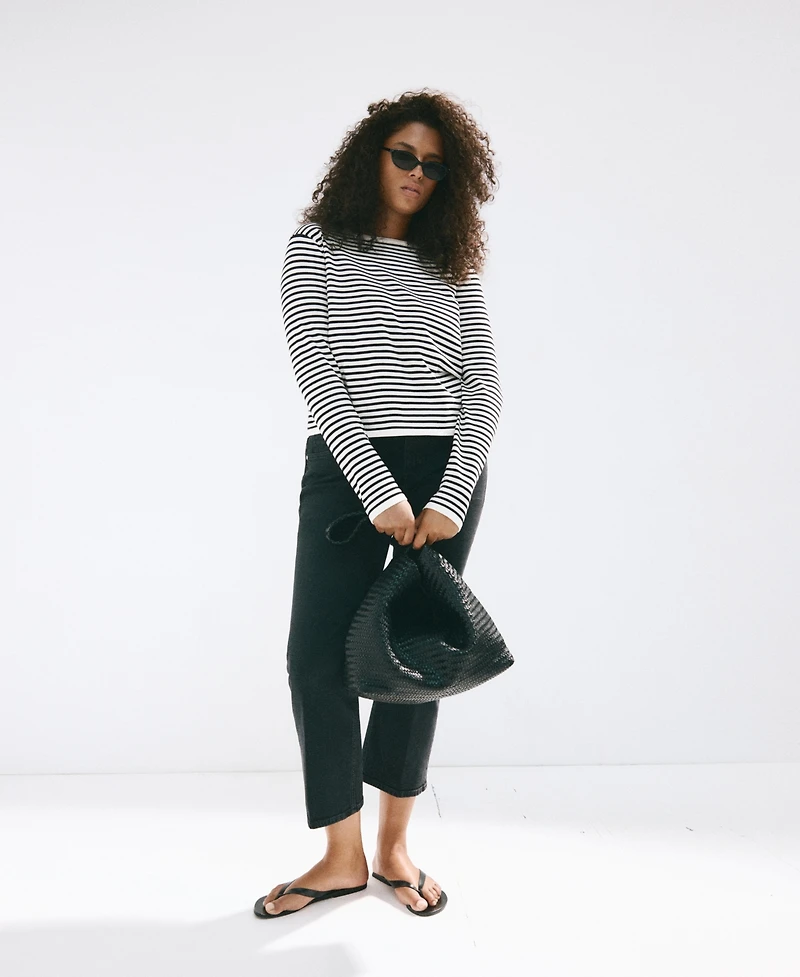 Mango Women's Striped Crewneck Long-Sleeve Sweater
