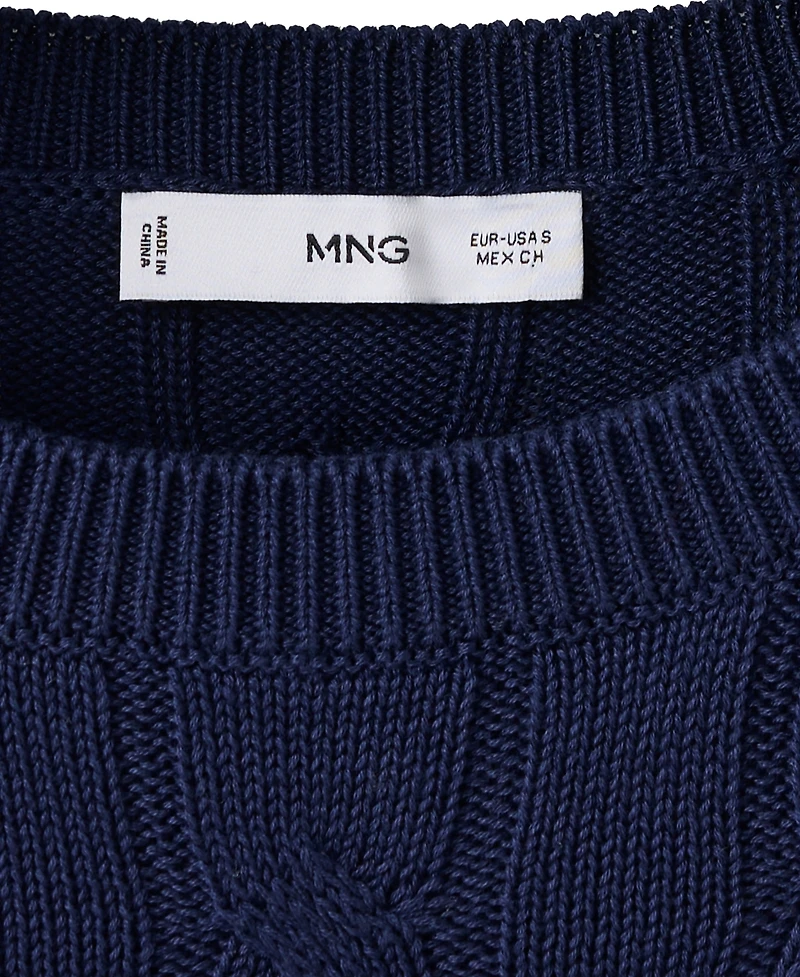 Mango Women's Cable-Knit Crewneck Sweater