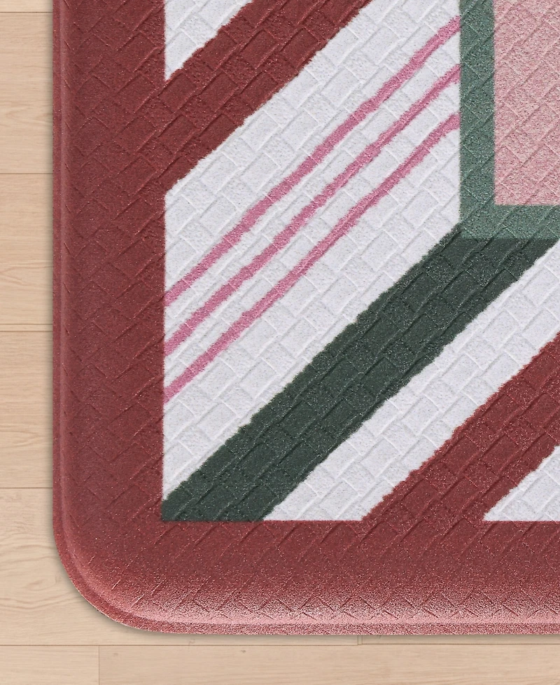 Laura Ashley Candy Cane Non-Slip 2-Piece Kitchen Mat
