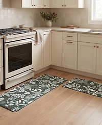 Laura Ashley Christmas Holly Leaves Non-Slip 2-Piece Kitchen Mat