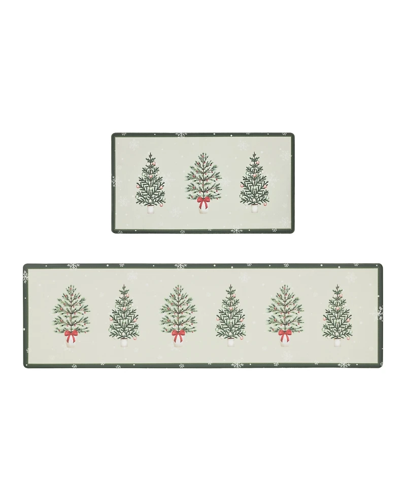 Laura Ashley Christmas Hollybrook Non-Slip 2-Piece Kitchen Mat