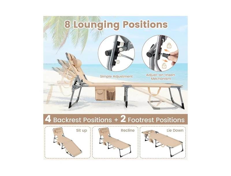 Boyel Living Tanning Chair with Face Arm Holes Folding Chair