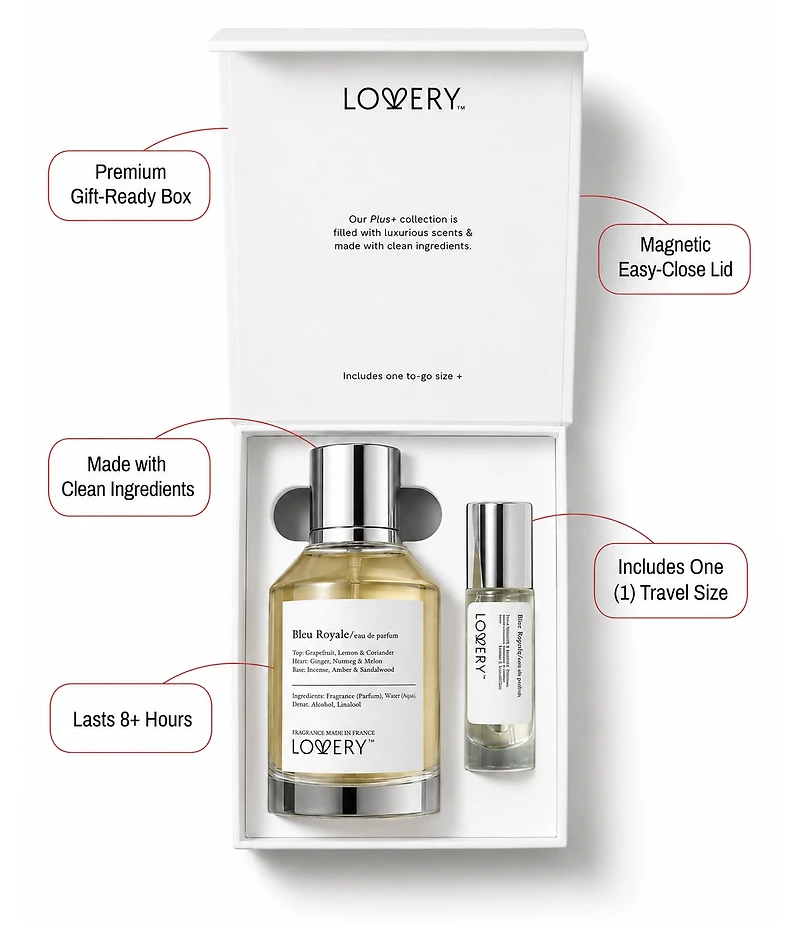 LoveryPlus Bleu Royale Perfume Set - 3.4fl oz Mens Fragrance Gift Set with 10ml Travel Size Mini Perfume