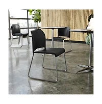 Emma+Oliver Calliope Stackable Office Reception Chair with Contoured Backrest and Chrome Sled Base