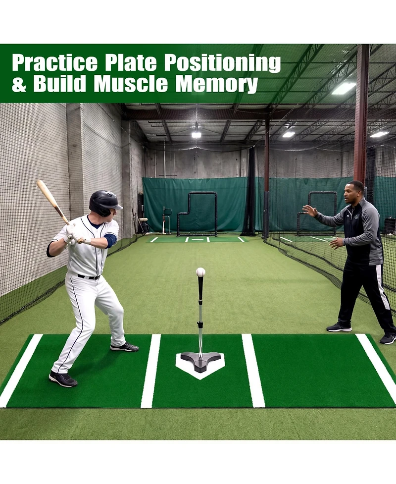 Glintex Baseball Hitting Mat, 10 x 3.8 ft Turf with Home Plate Markings,